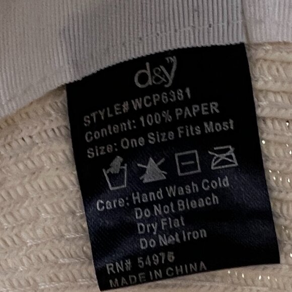 D&Y Straw Newsboy cap in Ivory and Navy Blue - Picture 9 of 11